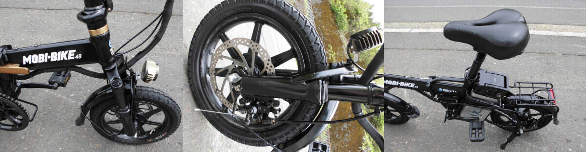 1円～MOBILITY ディスク式 MTB 折り畳み電動自転車48V 12Ah BIKE 14インチ 黒色 動作確認済 4351