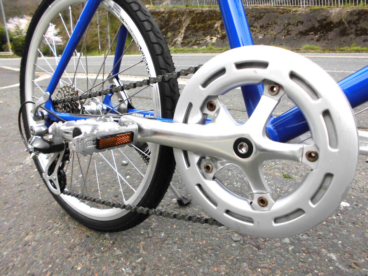 1円～GIOS ミニベロ MIGNON 小径車 SHIMANO 8速 タイヤ新しい 20インチ クロスバイク 青色 4269の画像8