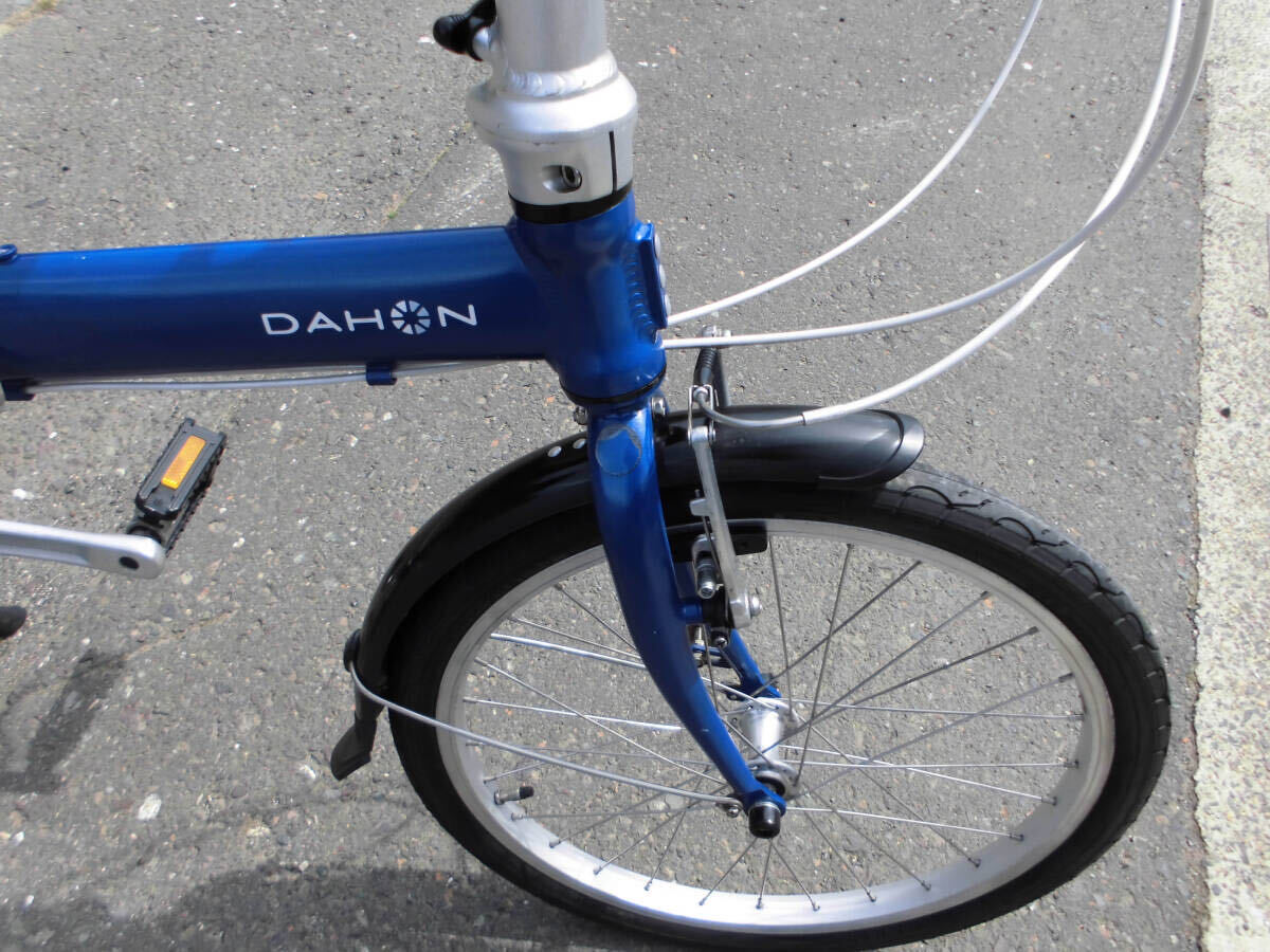 1円～DAHON 折り畳み自転車 route Da SHIMANO 7速 20インチ ミニベロ 小径車 青色 4277の画像5