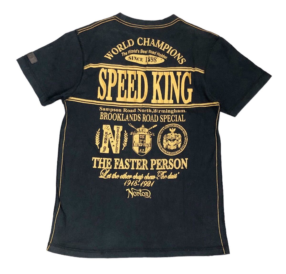 905◆Norton ノートン◆ビッグロゴ SPEED KING刺繍 コットン 半袖 Tシャツ ブラック Lの画像3