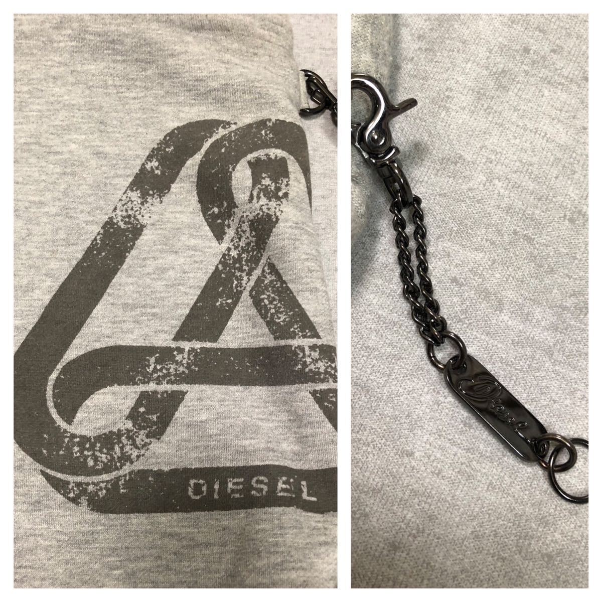 893◆DIESEL ディーゼル◆ビッグプリント スウェット地 2way ショルダーバッグ トートバッグ グレーの画像6