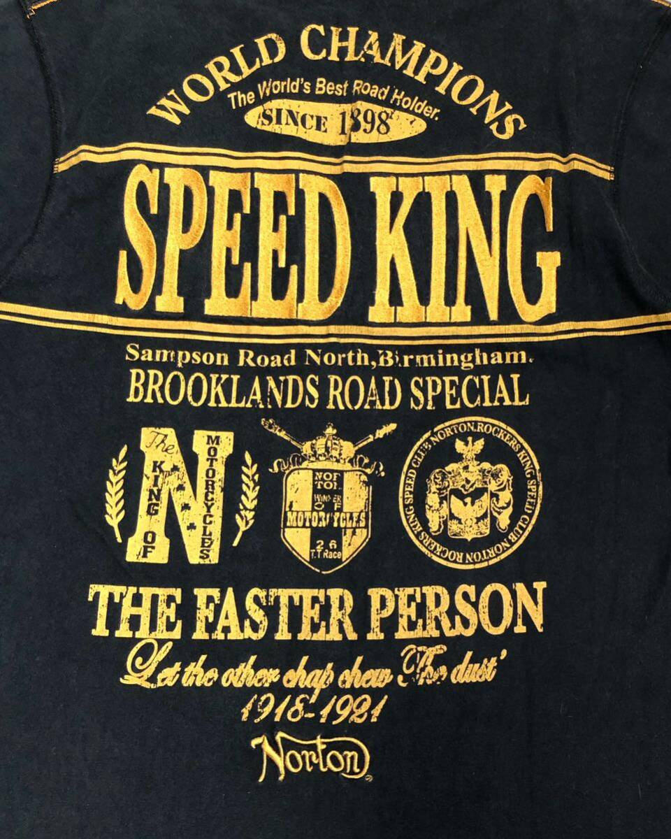 905◆Norton ノートン◆ビッグロゴ SPEED KING刺繍 コットン 半袖 Tシャツ ブラック Lの画像6