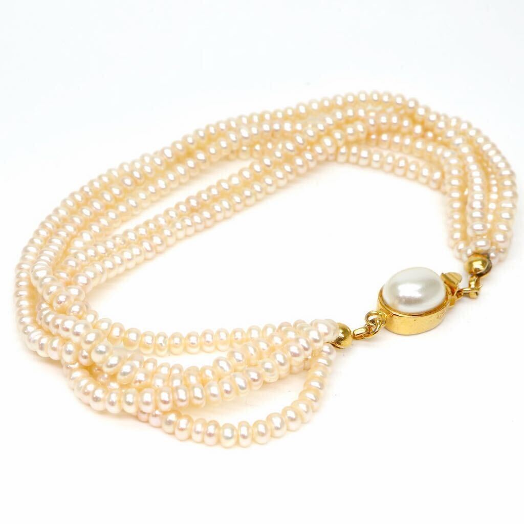 ◆本真珠ブレスレット◆A 約13.5g 約19.0cm 3.0mm珠 pearl パール jewelry bracelet ジュエリー CB5/DB3の画像1