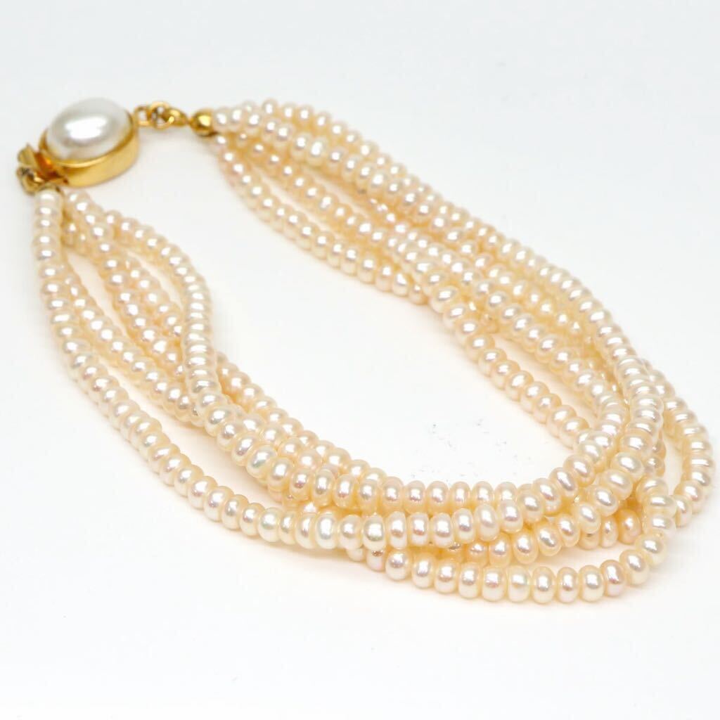 ◆本真珠ブレスレット◆A 約13.5g 約19.0cm 3.0mm珠 pearl パール jewelry bracelet ジュエリー CB5/DB3の画像5
