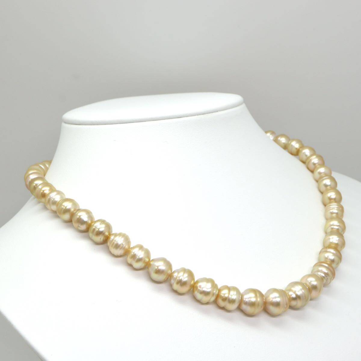 ◆ゴールデンパールネックレス/ 17 ◆A 約50.0g 約44.0cm 8.0-10.5mm珠 pearl パール jewelry necklace ジュエリー EB0/EB0の画像3