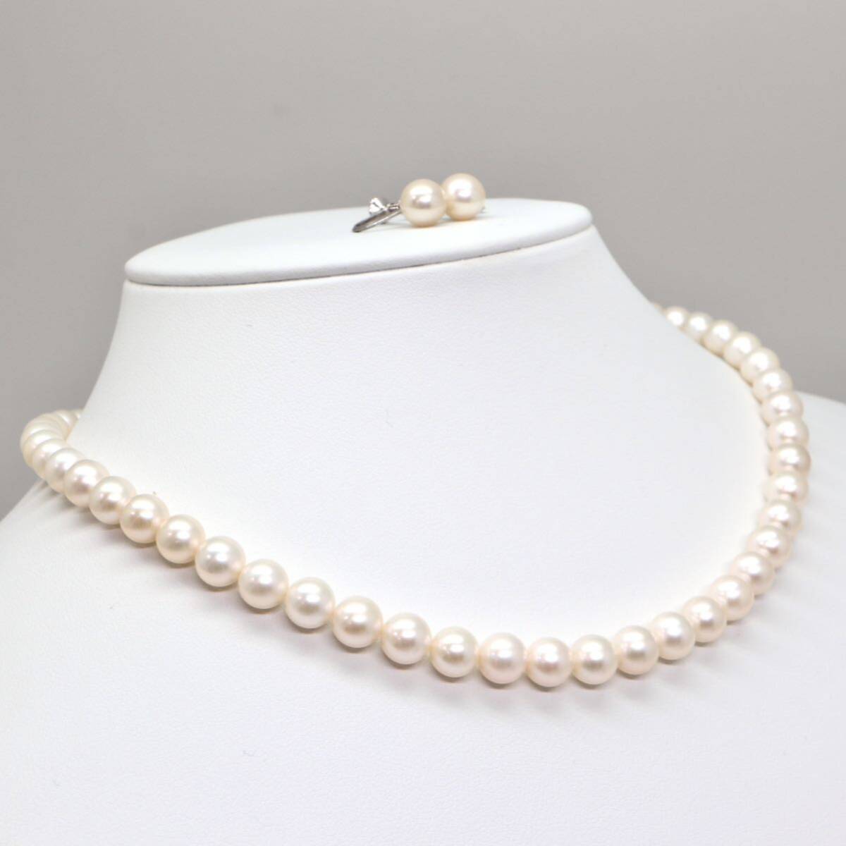 ◆アコヤ本真珠ネックレス&イヤリング/ 22 ◆A 約34.5g 約41.0cm 7.5-8.0mm珠 pearl パール jewelry necklace earring ジュエリー EA5/EA5の画像3