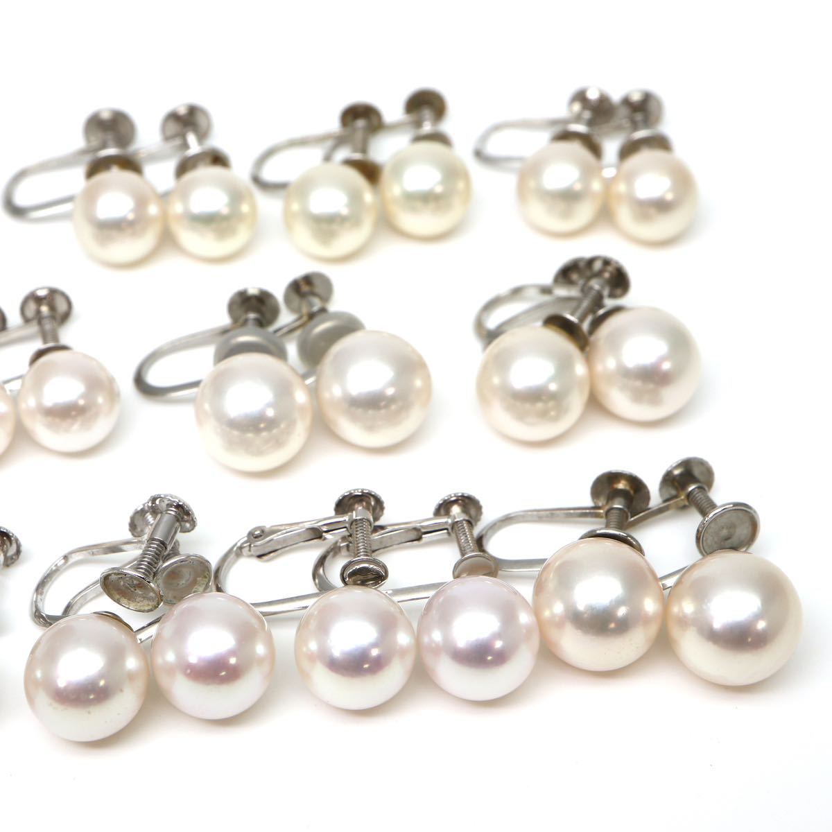 ◆Pt900/Pt850/K14 アコヤ本真珠 イヤリング10点おまとめ◆A 約23.3g 7.0-8.5mm珠 パール pearl ジュエリー earring pierce jewelry EC6の画像3