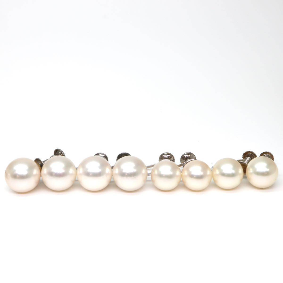 ◆Pt900/Pt850/K14 アコヤ本真珠 イヤリング10点おまとめ◆A 約23.3g 7.0-8.5mm珠 パール pearl ジュエリー earring pierce jewelry EC6の画像6