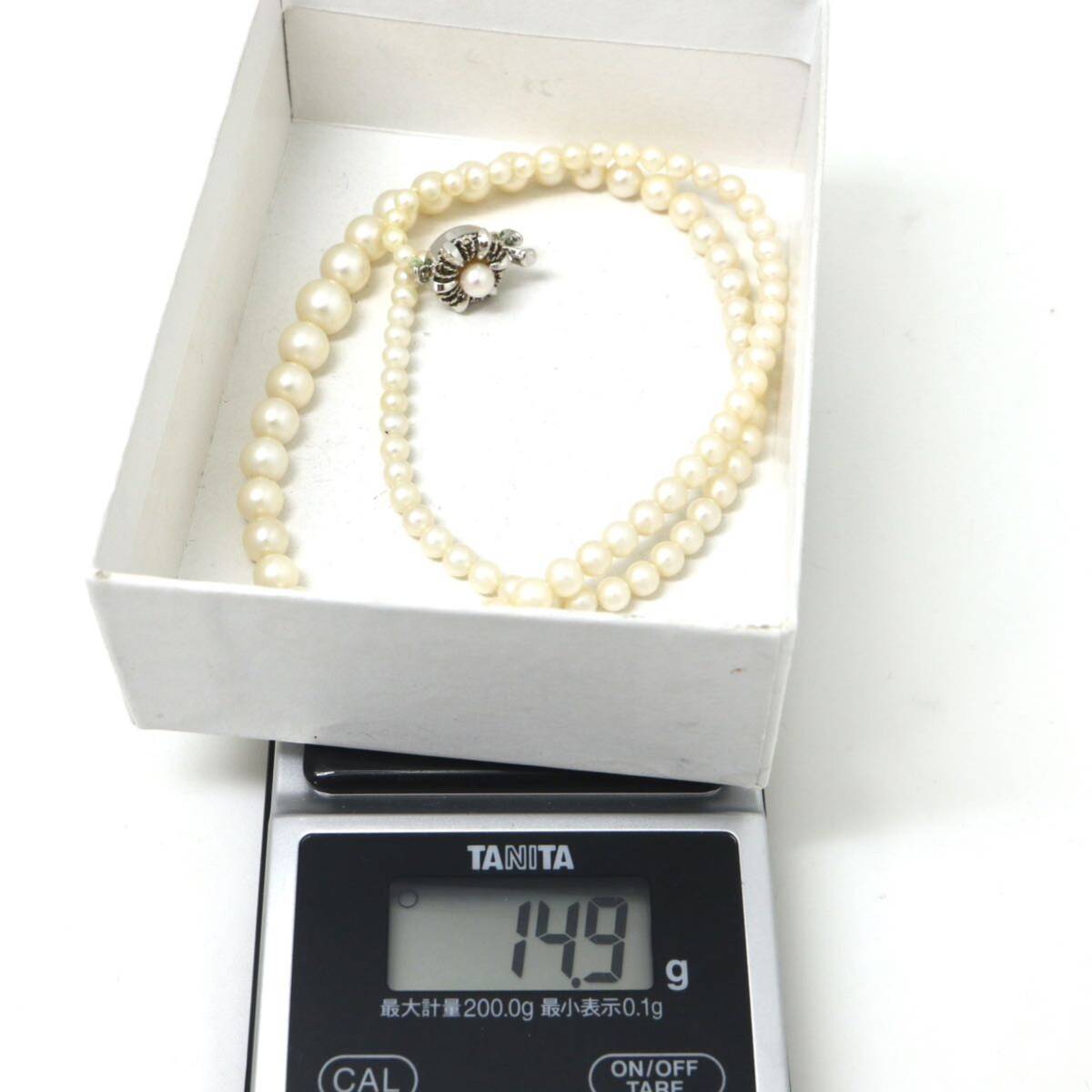 ◆アコヤ本真珠ネックレス/ 3 ◆A 約14.9g 約44.5cm 3.0-7.0mm珠 pearl パール jewelry necklace ジュエリー DD0/DF0の画像7