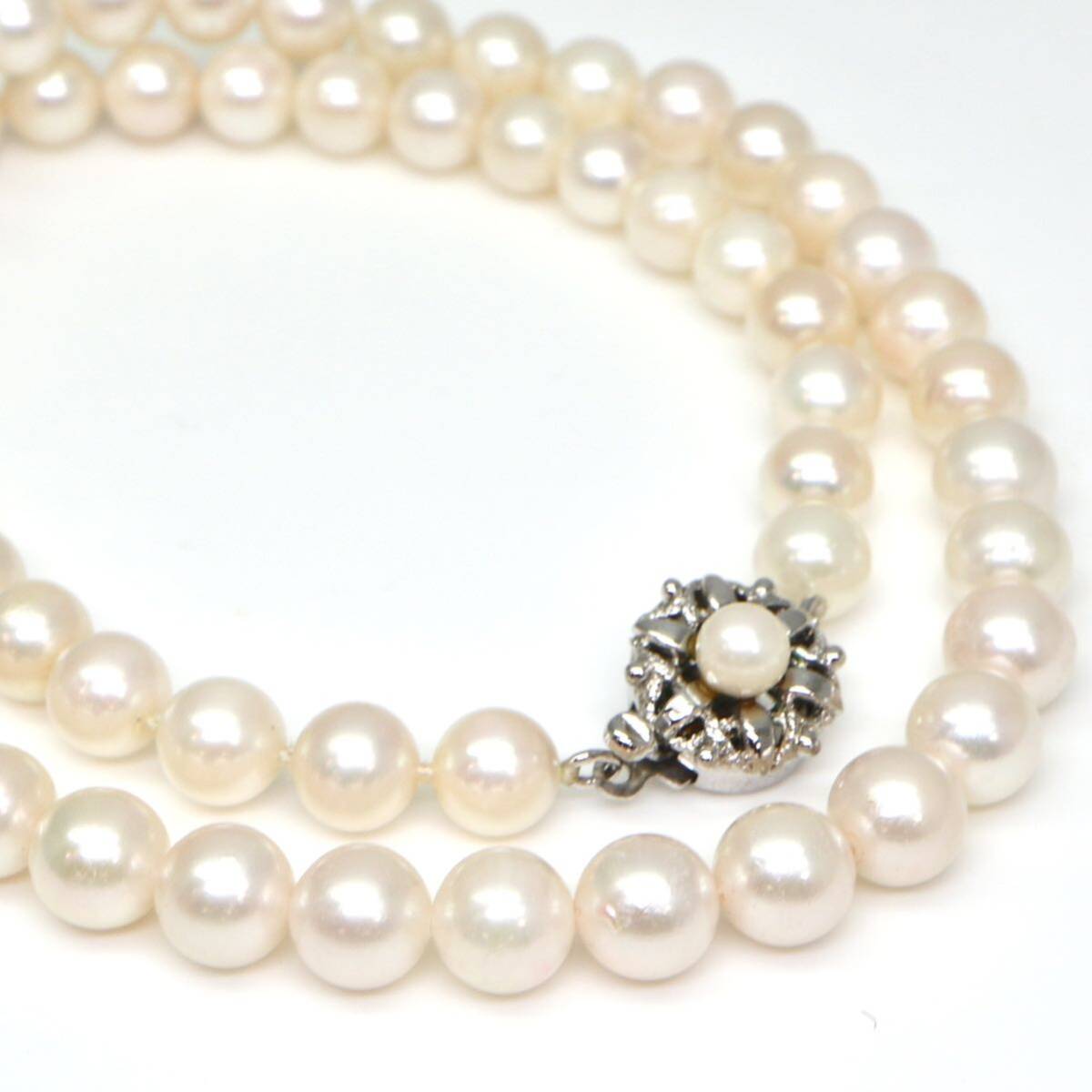 ◆アコヤ本真珠ネックレス/ 6 ◆A 約28.9g 約43.5cm 6.5-7.0mm珠 pearl パール jewelry necklace ジュエリー DC0/DF0_画像1