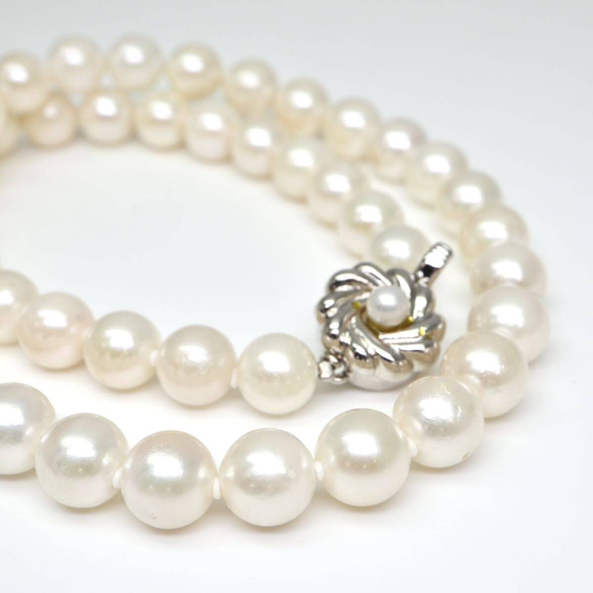 ◆アコヤ本真珠ネックレス/ 7 ◆A 約42.1g 約43.0cm 8.0-8.5mm珠 pearl パール jewelry necklace ジュエリー CE0/DE0の画像4