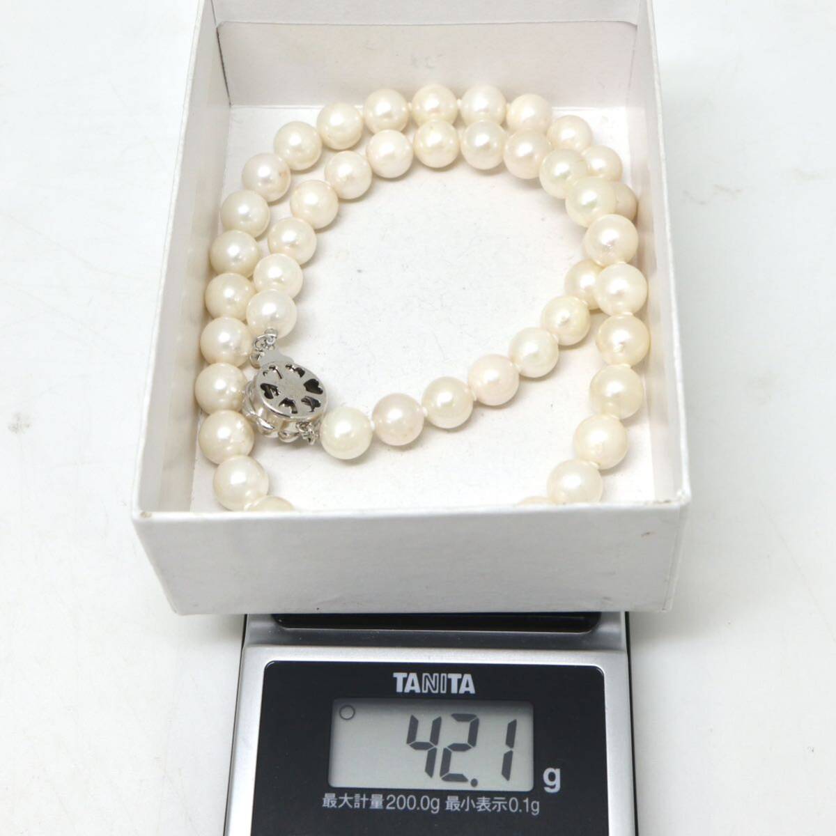 ◆アコヤ本真珠ネックレス/ 7 ◆A 約42.1g 約43.0cm 8.0-8.5mm珠 pearl パール jewelry necklace ジュエリー CE0/DE0の画像9