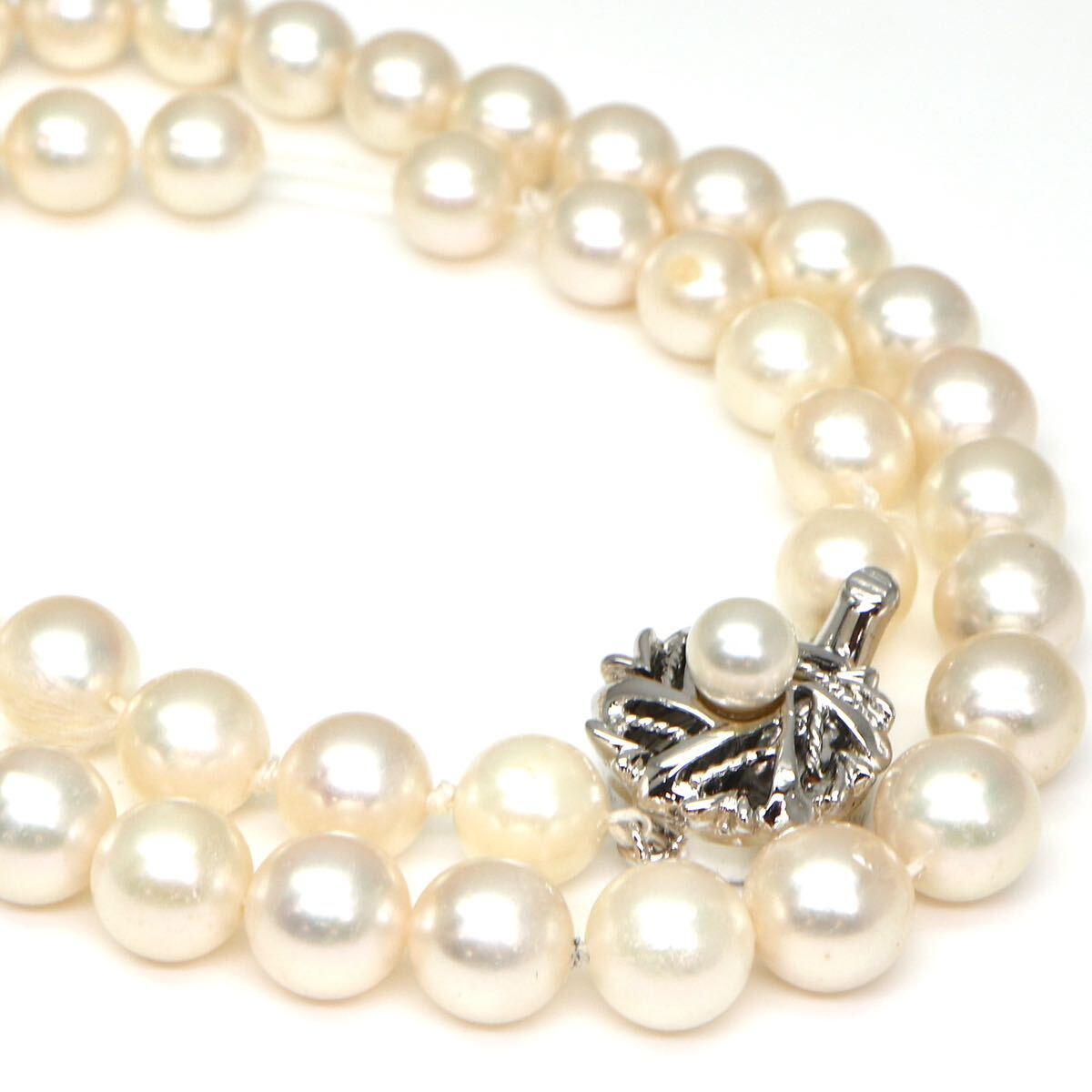 ◆アコヤ本真珠ネックレス/ 8 ◆A 約37.5g 約46.0cm 7.5-8.0mm珠 pearl パール jewelry necklace ジュエリー DE0/DE0_画像1