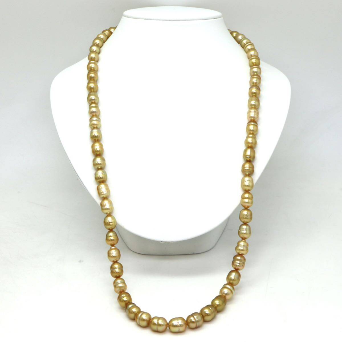 ゴールドカラー!!◆本真珠ロングネックレス/ 26 ◆A 約99.5g 約75.0cm 8.5-10.0mm珠 pearl パール jewelry necklace ジュエリー EA5/EB0の画像2