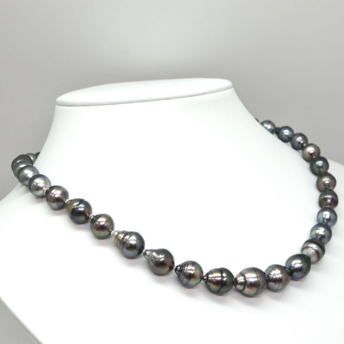 ◆南洋黒蝶真珠ネックレス/ 27 ◆A 約45.5g 約45.0cm 7.0-10.5mm珠 pearl パール jewelry necklace ジュエリー DH0/EA5_画像3