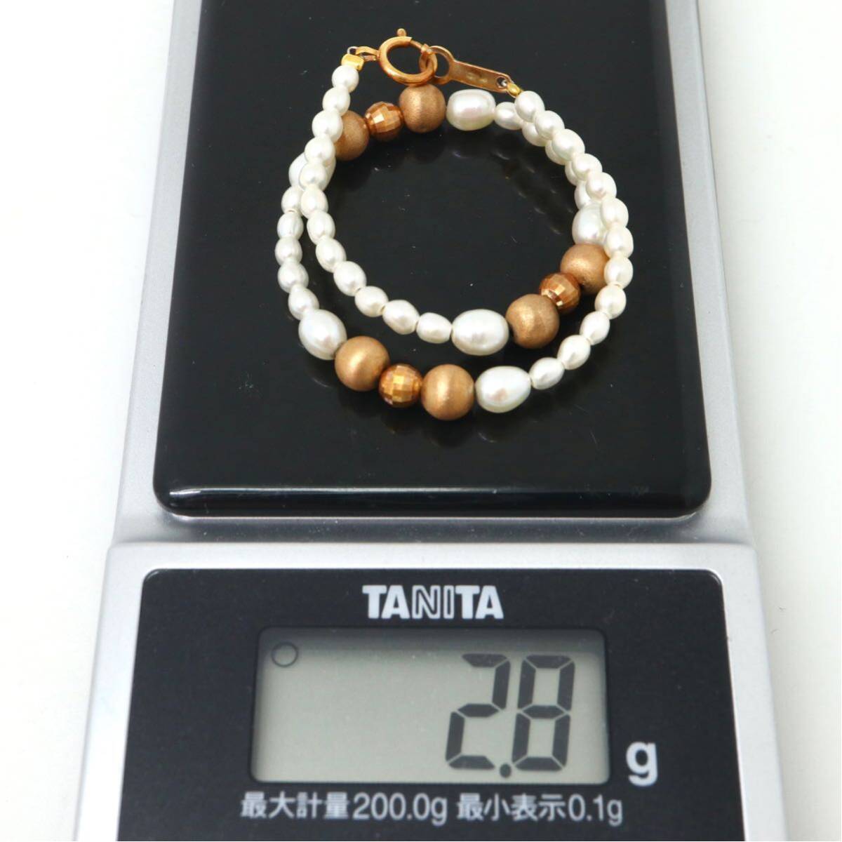 ◆本真珠ブレスレット◆A 約2.8g 約19.0cm パール pearl bracelet DE0/DE0の画像5