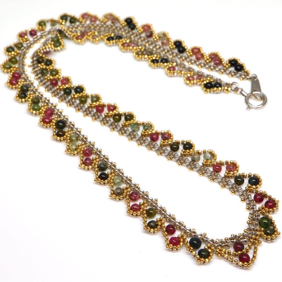 豪華!!◆K18/K18WG 天然マルチカラートルマリンネックレス◆A● 約17.9g 約42.5cm tourmaline ジュエリーnecklace FA4/FA4の画像6