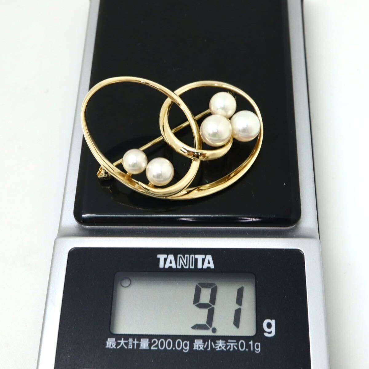 高品質!!MIKIMOTO(ミキモト)◆K14 アコヤ本真珠ブローチ◆A 約9.1g パール pearl broach ED4/ED4の画像8