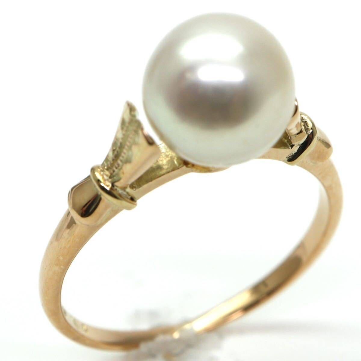 MIKIMOTO(ミキモト)◆K18 アコヤ本真珠リング◆A◎ 約2.0g 9号 7.5mm珠 pearl ジュエリー ring 指輪 DH9/EA3の画像1
