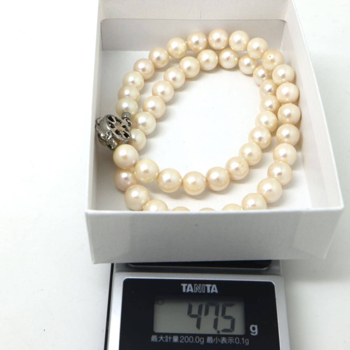 ◆アコヤ本真珠ネックレス/ 7 ◆A 約47.5g 約44.5cm 8.5-9.0mm珠 pearl パール jewelry necklace ジュエリー DH0/DH0の画像9