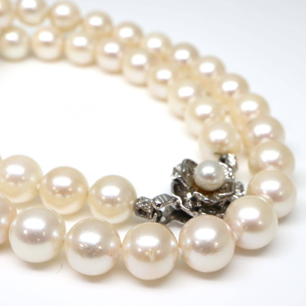 ◆アコヤ本真珠ネックレス/ 7 ◆A 約47.5g 約44.5cm 8.5-9.0mm珠 pearl パール jewelry necklace ジュエリー DH0/DH0の画像4