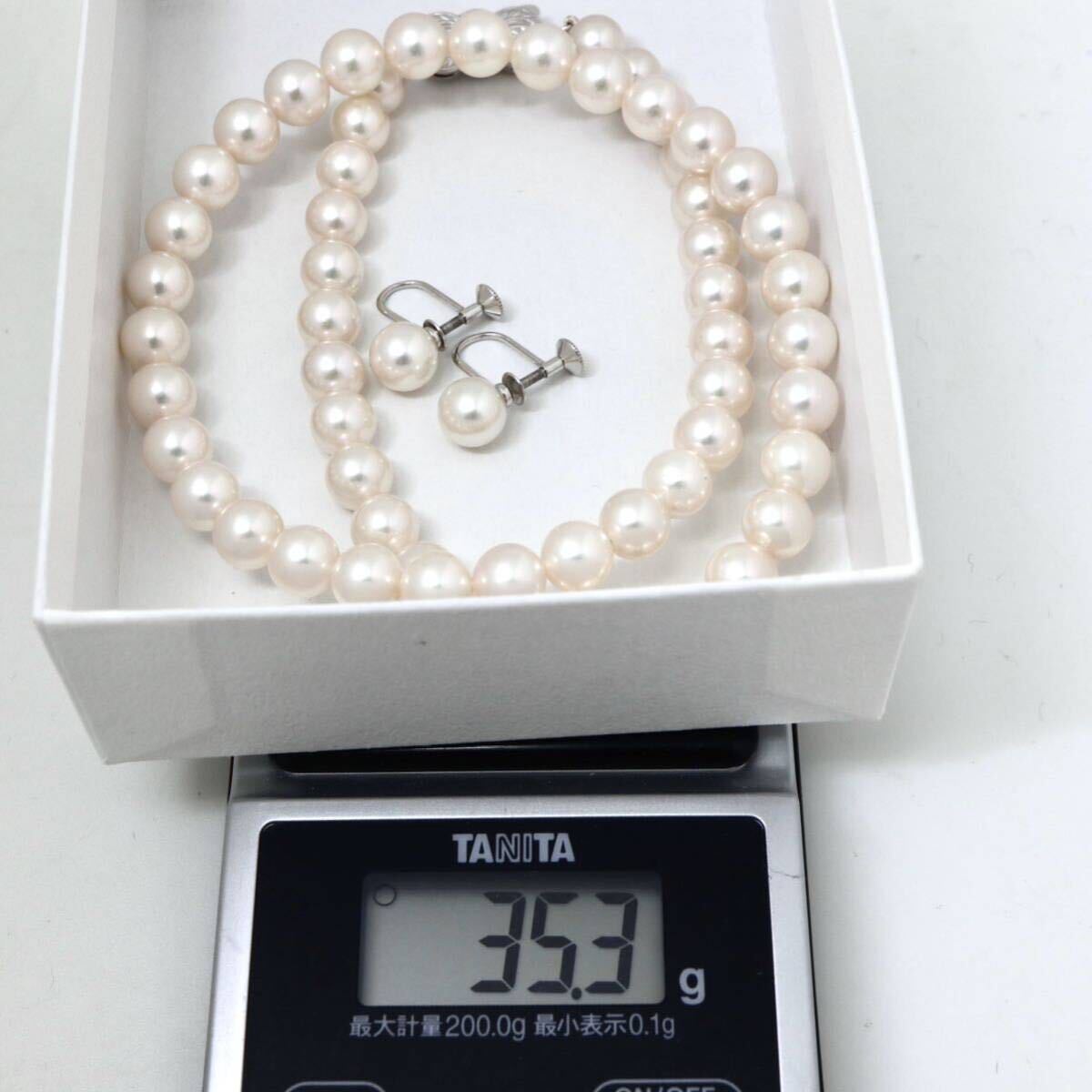 MIKIMOTO(ミキモト)高品質!!◆アコヤ本真珠ネックレス/イヤリング◆A 約35.3g 約42.5cm 7.0-7.5mm珠 pearl パール necklace FB2/FB2の画像10
