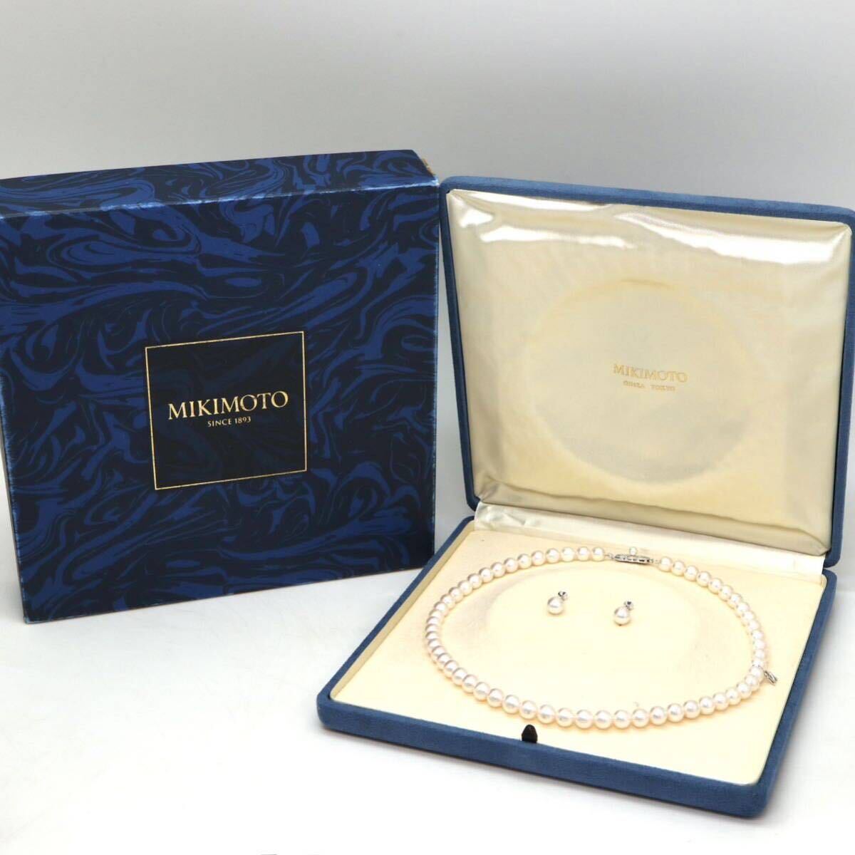 MIKIMOTO(ミキモト)高品質!!◆アコヤ本真珠ネックレス/イヤリング◆A 約35.3g 約42.5cm 7.0-7.5mm珠 pearl パール necklace FB2/FB2の画像2