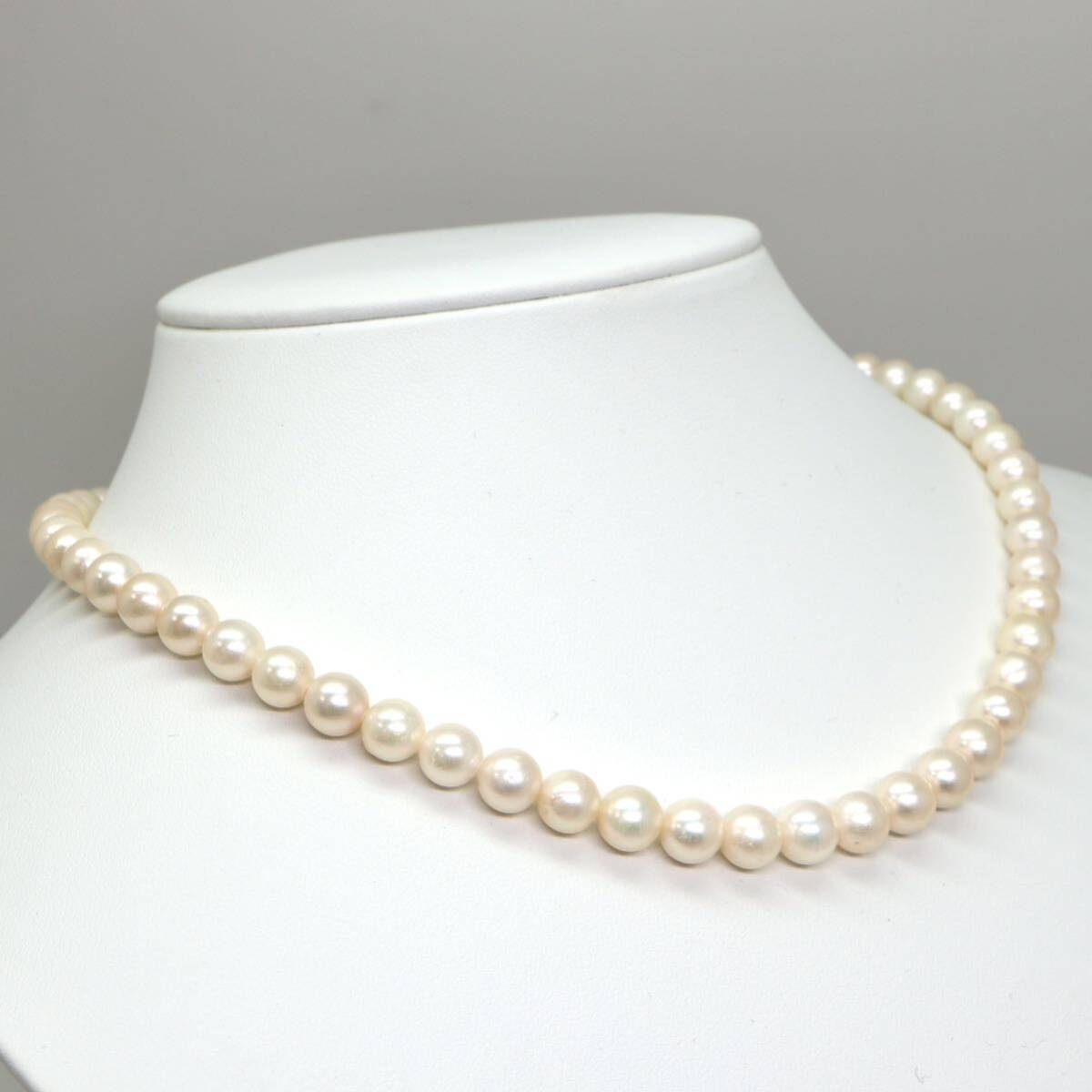 ◆アコヤ本真珠ネックレス/ 19 ◆A 約31.8g 約42.0cm 7.0-7.5mm珠 pearl パール jewelry necklace ジュエリー DD0/DF0の画像3