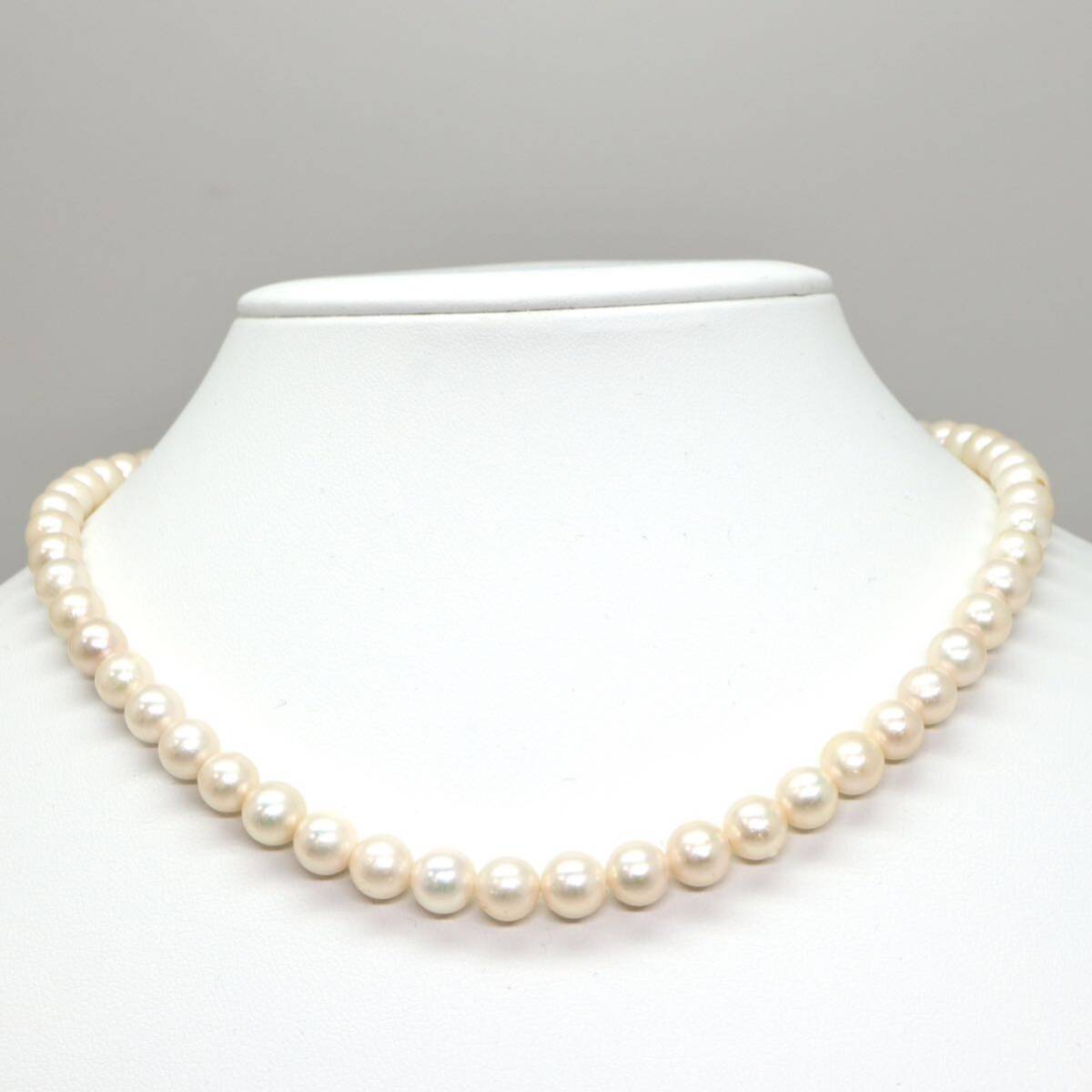 ◆アコヤ本真珠ネックレス/ 19 ◆A 約31.8g 約42.0cm 7.0-7.5mm珠 pearl パール jewelry necklace ジュエリー DD0/DF0の画像2