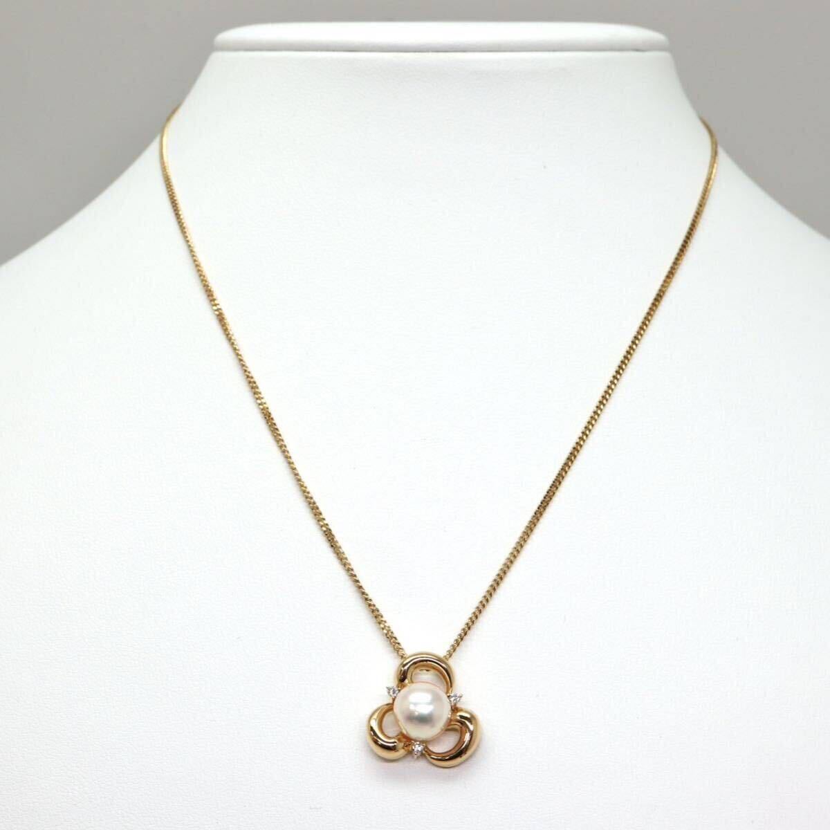 美品!!TASAKI(田崎真珠)◆K18アコヤ本真珠/天然ダイヤモンドネックレス◆A◎ 約6.7g 約8.0mm珠 約41.5cm pearl necklace jewelry ED7/EE2の画像2