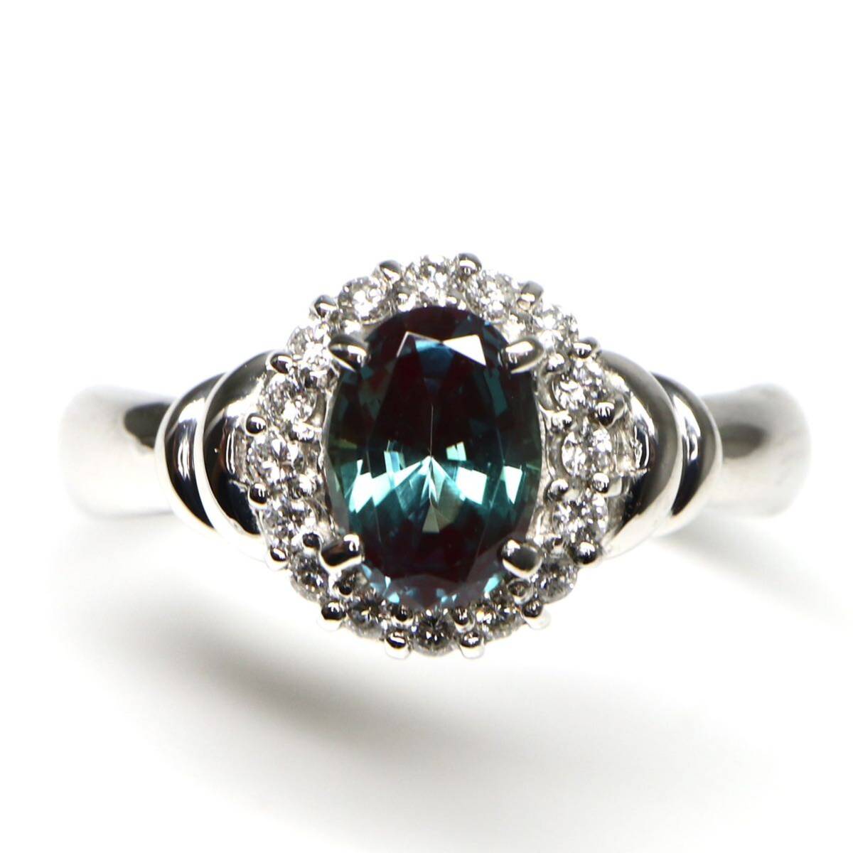 CrescentVert(クレサンベール)◆Pt950 アレキサンドライト/天然ダイヤモンドリング◆A 6.2g 約10.5号 diamond alexandrite ring指輪EC0/EC7_画像2