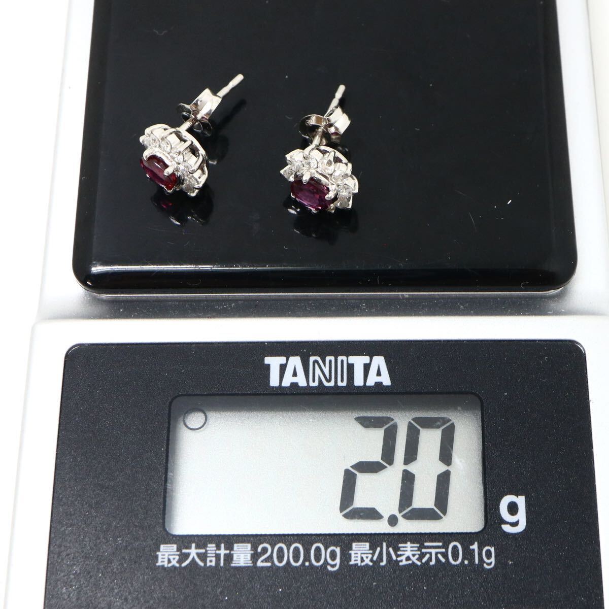 ソーティング付き!!◆Pt950 天然ルビー天然ダイヤモンド ピアス◆A 約2.0g ruby diamond ジュエリー jewelry pierce earring DI6/EA4