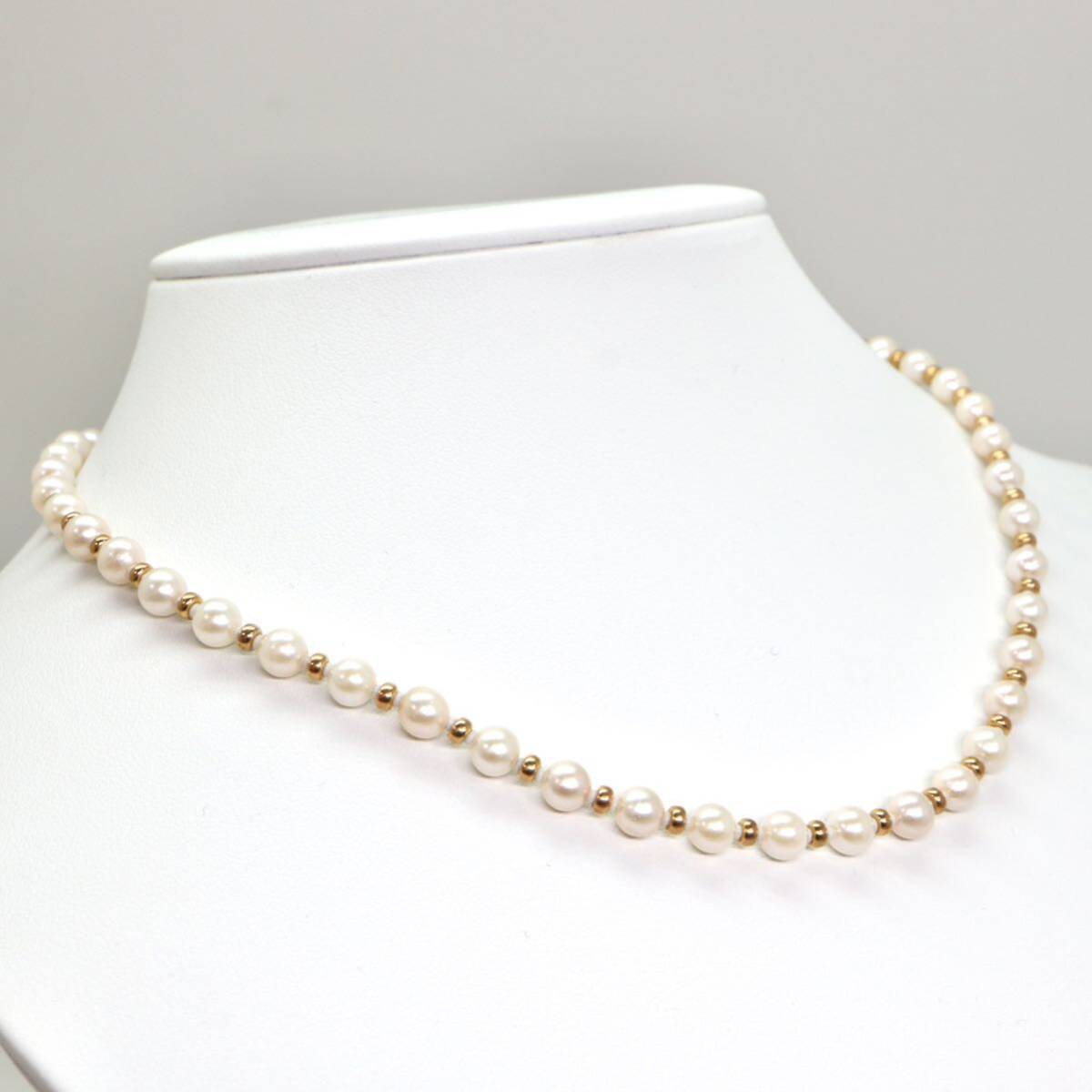 ◆K18 アコヤ本真珠ネックレス/ 0 ◆A 約12.0g 約42.0cm 5.0mm珠 pearl パール jewelry necklace ジュエリー EA5/EB0の画像3