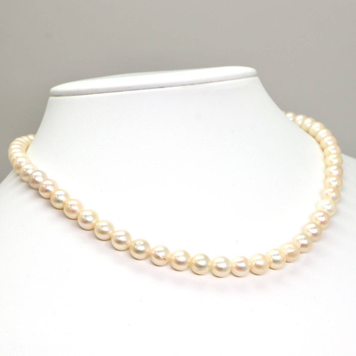 ◆アコヤ本真珠ネックレス/ 1 ◆A 約27.3g 約40.5cm 6.5mm珠 pearl パール jewelry necklace ジュエリー DE0/DH0の画像3