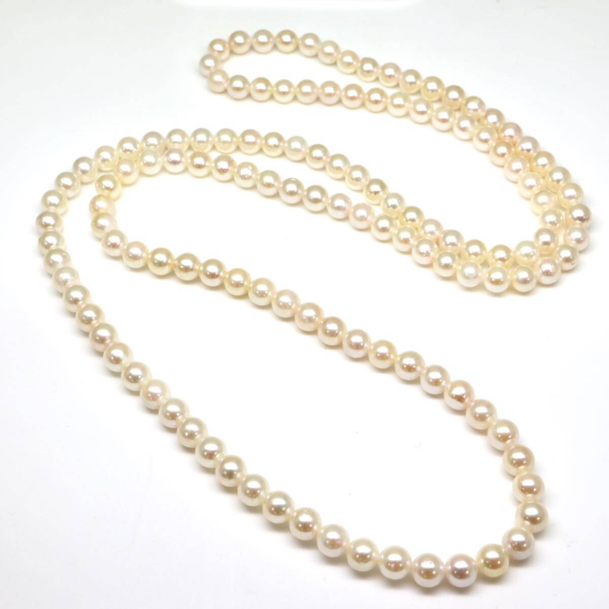 ◆アコヤ本真珠ロングネックレス/ 4 ◆As 約46.1g 約79.5cm 6.0-6.5mm珠 pearl パール jewelry necklace ジュエリー DH0/DH0の画像5
