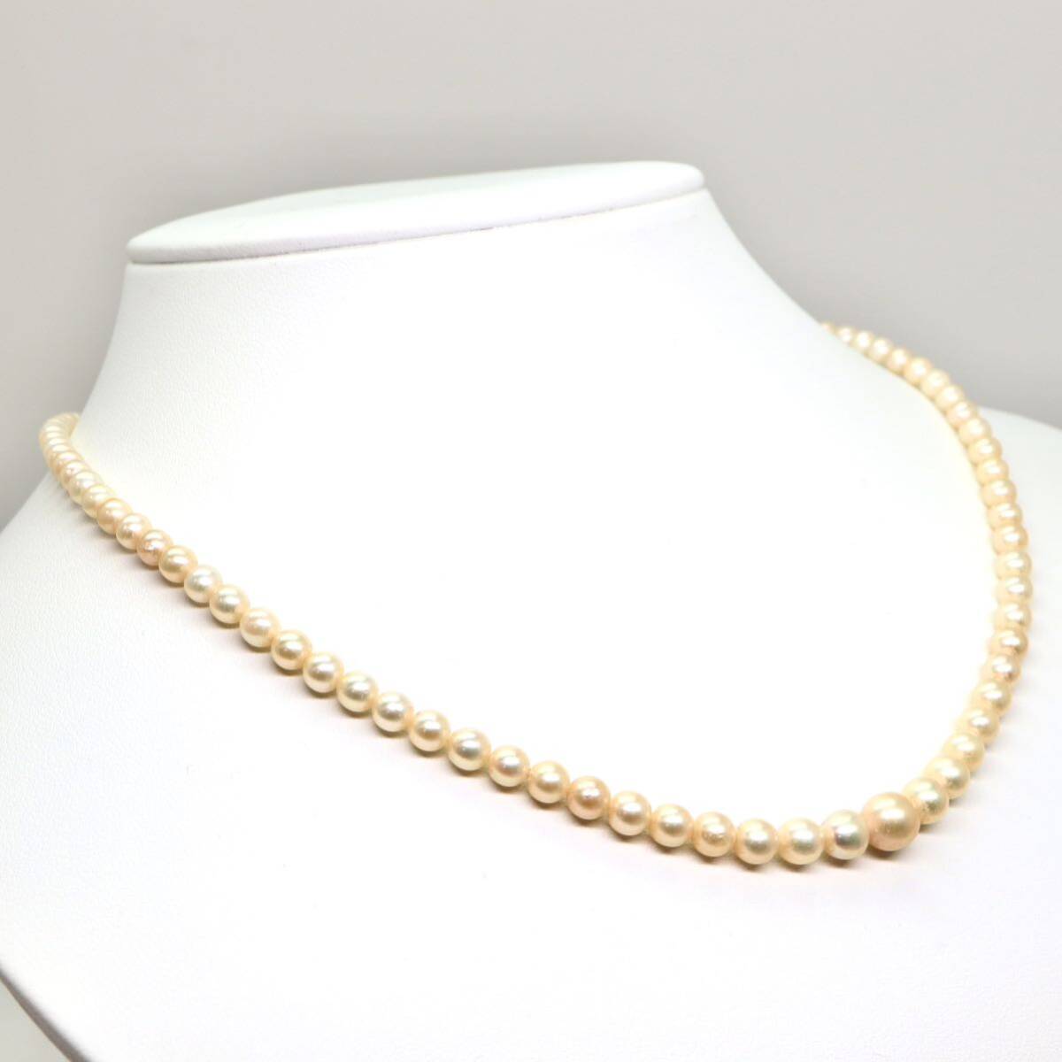 ◆アコヤ本真珠ネックレス/ 6 ◆A 約15.5g 約44.0cm 3.5-7.0mm珠 pearl パール jewelry necklace ジュエリー CA0/DA0の画像3
