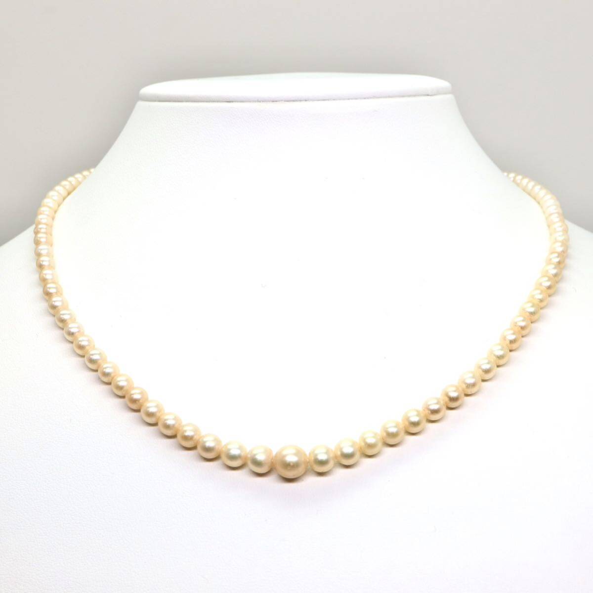 ◆アコヤ本真珠ネックレス/ 6 ◆A 約15.5g 約44.0cm 3.5-7.0mm珠 pearl パール jewelry necklace ジュエリー CA0/DA0の画像2