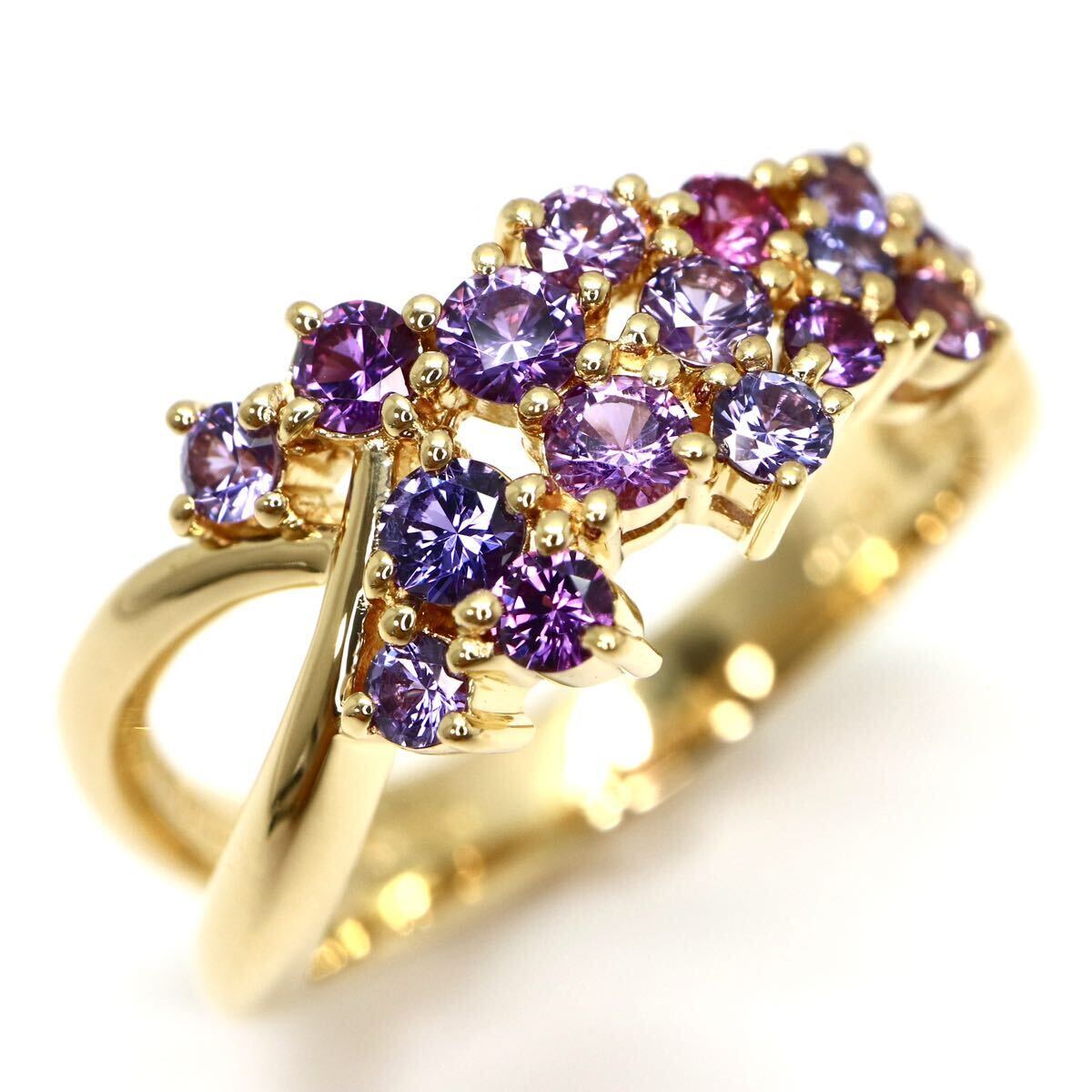 高品質!Ambrose(アンブローズ)保証書付き!◆K18 天然パープルサファイアリング◆A 約5.1g 約11号 0.65ct purple sapphire ring指輪 EE0/EE0の画像1