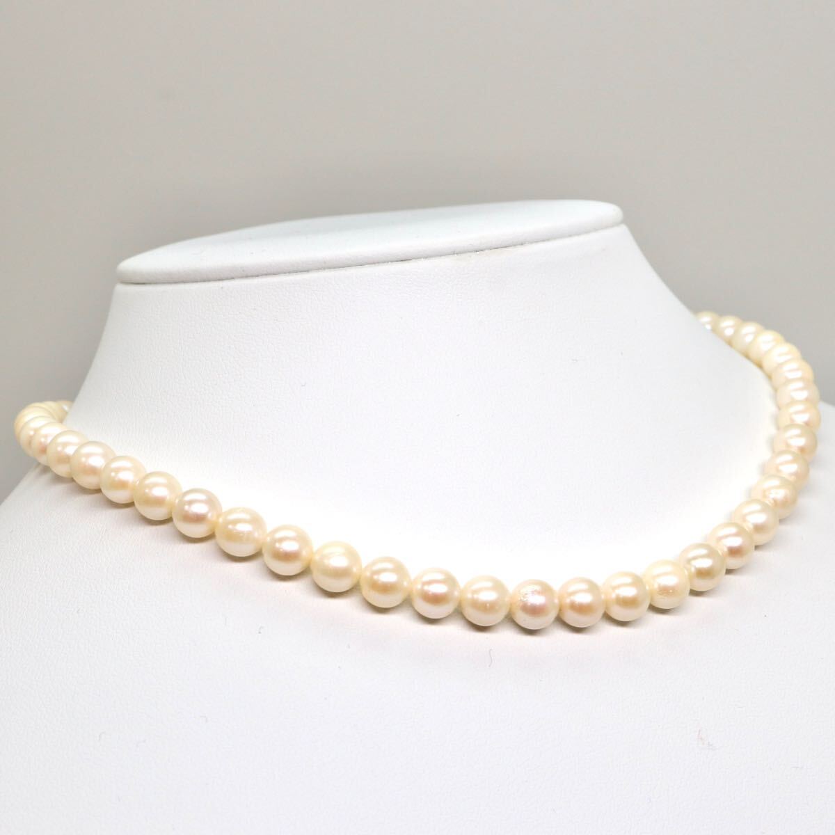 ◆アコヤ本真珠ネックレス/ 9 ◆A 約24.7g 約38.5cm 6.5-7.0mm珠 pearl パール jewelry necklace ジュエリー DD0/DH0の画像3