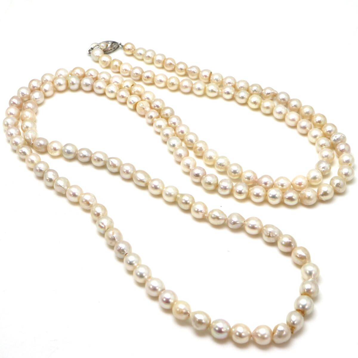 ◆アコヤ本真珠ロングネックレス/ 11 ◆As 約78.2g 約112.0cm 7.0mm珠 pearl パール jewelry necklace ジュエリー EA5/EA5