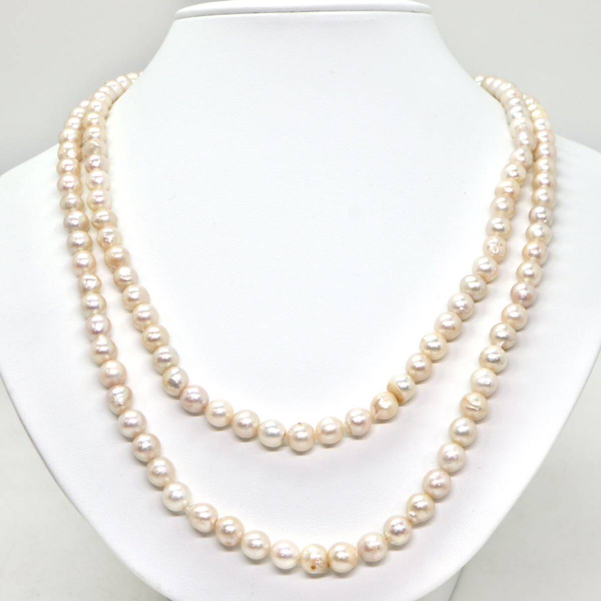 ◆アコヤ本真珠ロングネックレス/ 11 ◆As 約78.2g 約112.0cm 7.0mm珠 pearl パール jewelry necklace ジュエリー EA5/EA5