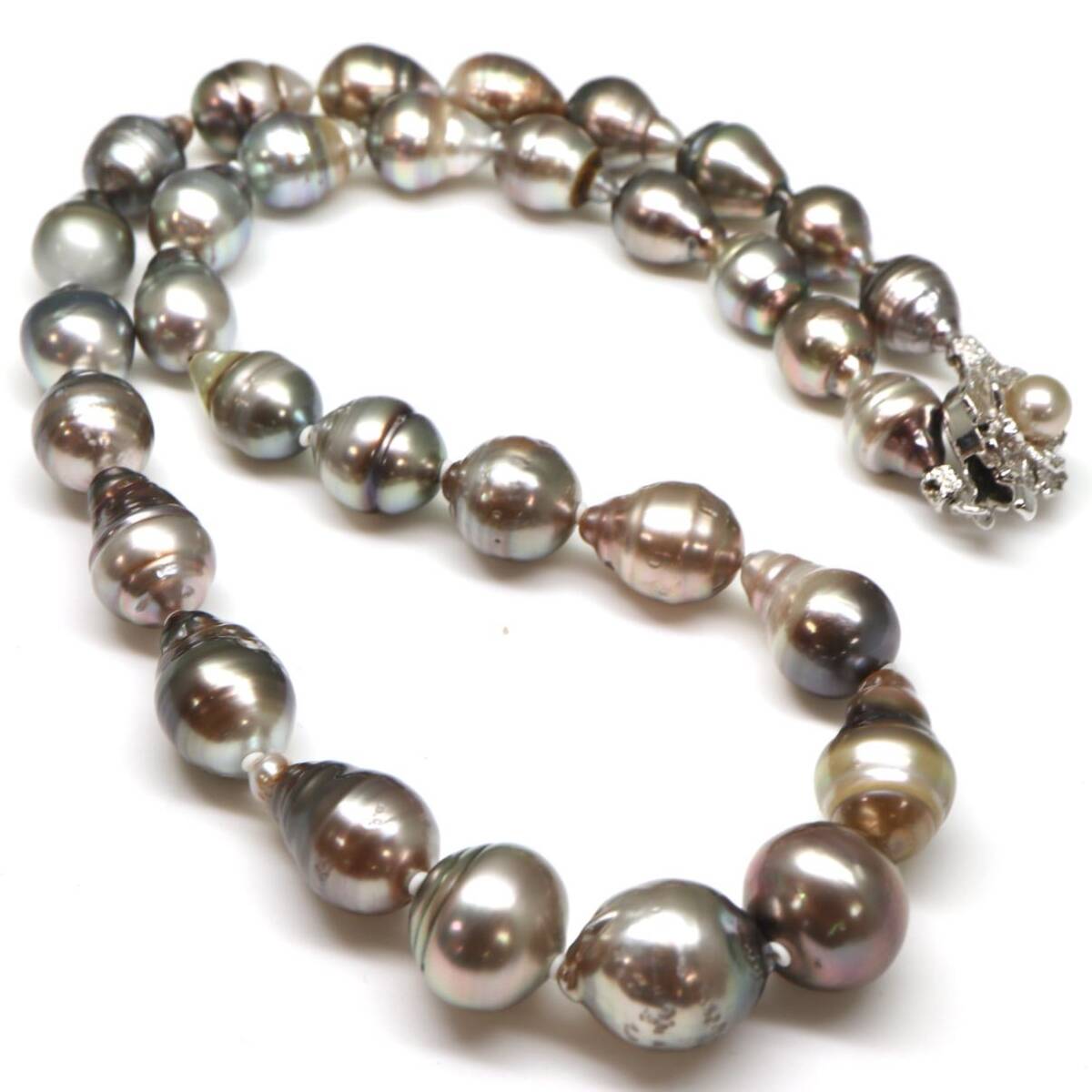 ◆南洋黒蝶真珠ネックレス/20◆A 約57.6g 約46.0cm 9.0-12.5mm珠 pearl パール jewelry necklace ジュエリー DG5/EA0の画像7