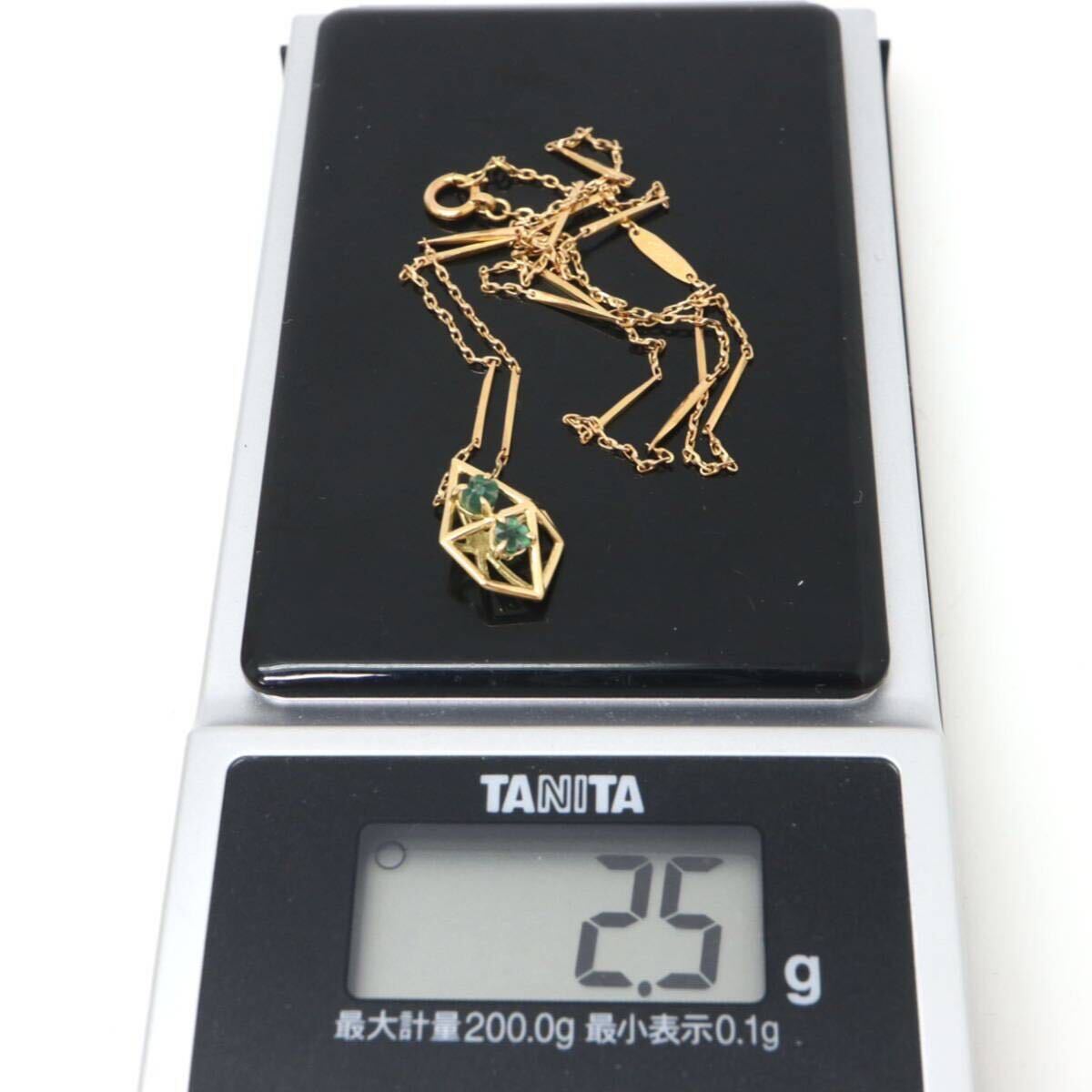 ソーティング付き!!◆K18 天然トラピッチェエメラルドネックレス◆A 約2.5g 約40.0cm emerald necklace EB0/EB0