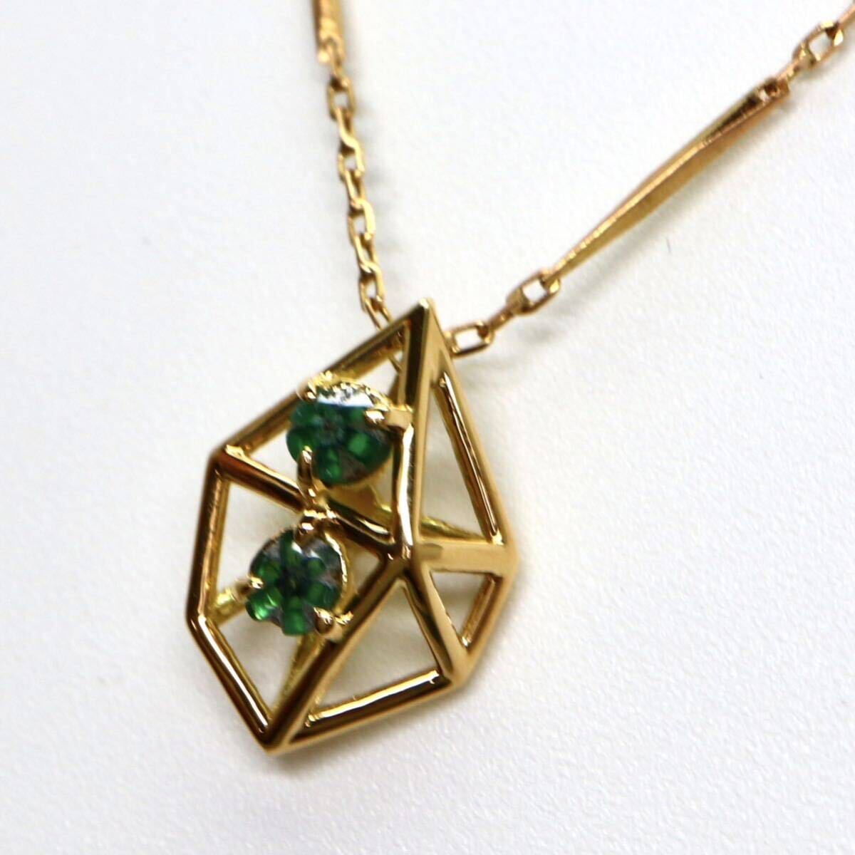 ソーティング付き!!◆K18 天然トラピッチェエメラルドネックレス◆A 約2.5g 約40.0cm emerald necklace EB0/EB0