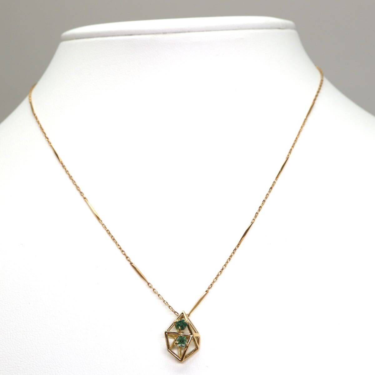 ソーティング付き!!◆K18 天然トラピッチェエメラルドネックレス◆A 約2.5g 約40.0cm emerald necklace EB0/EB0