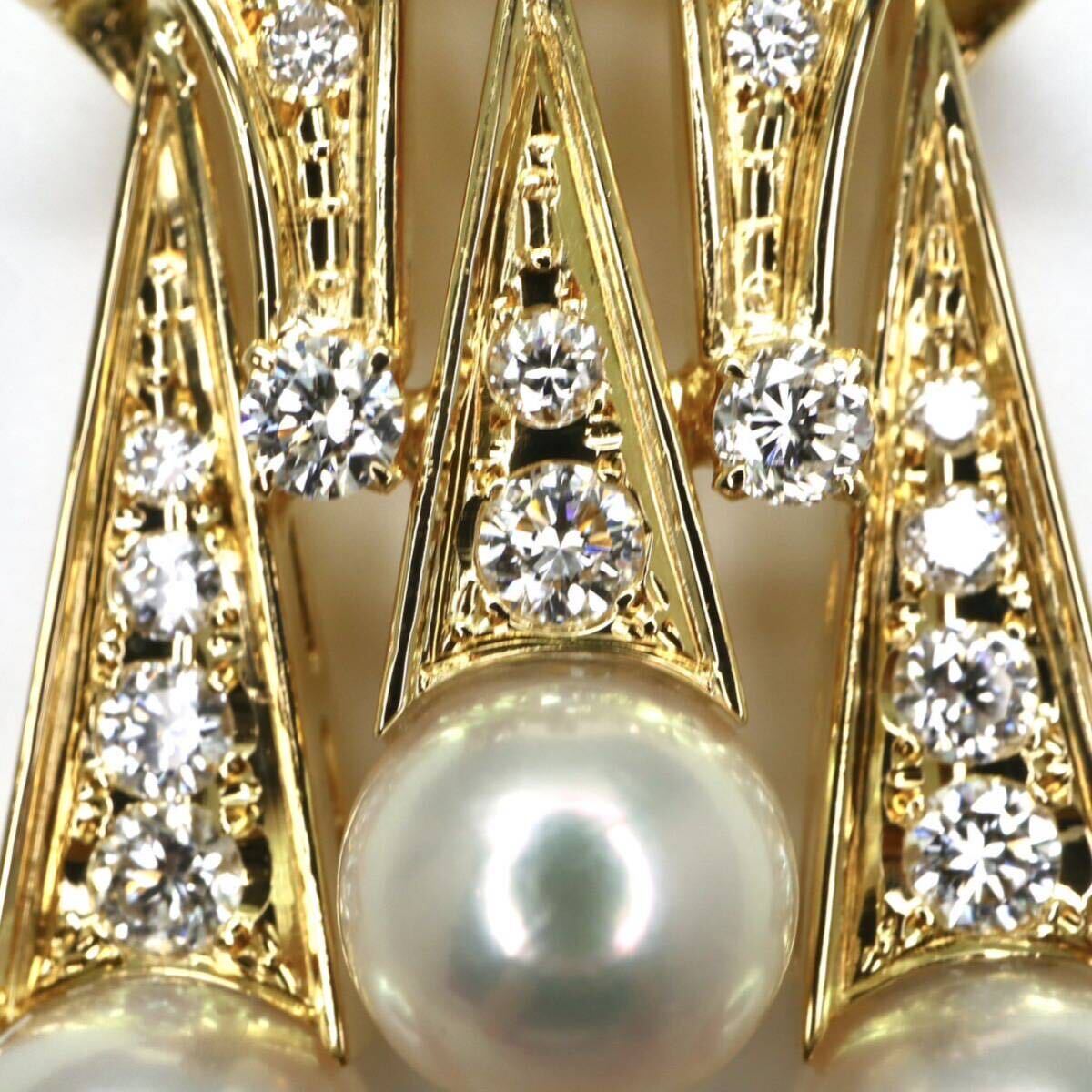 高品質!!MIKIMOTO(ミキモト)◆K18 天然ダイヤモンド/アコヤ本真珠ネックレス◆A 約10.7g 約41.5cm パール pearl diamond necklace FA1/FA5の画像7