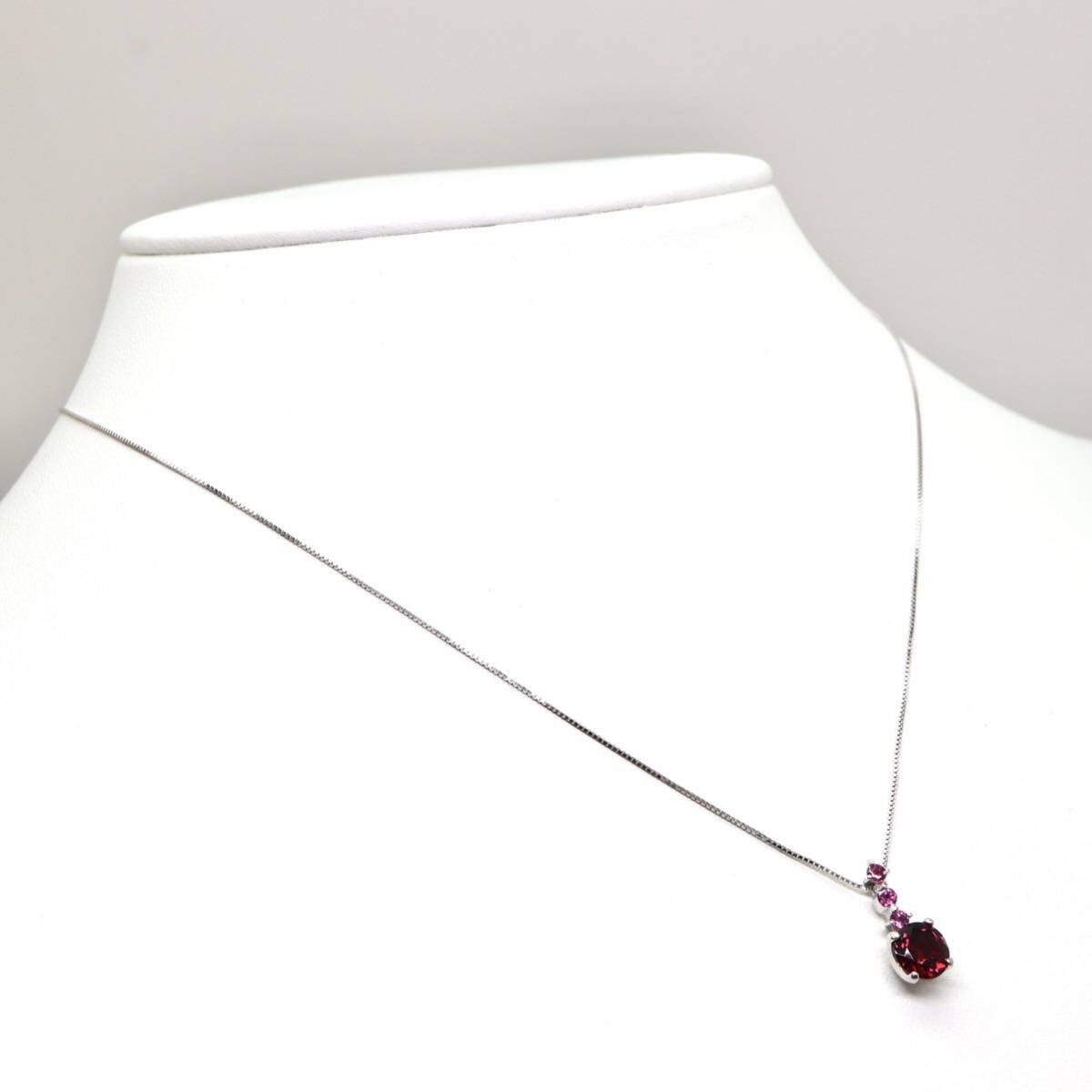 ◆K14 天然ロードライトガーネットネックレス◆A 約1.9g 約40.5cm garnet necklace jewelry ジュエリーEA2/EA2_画像3