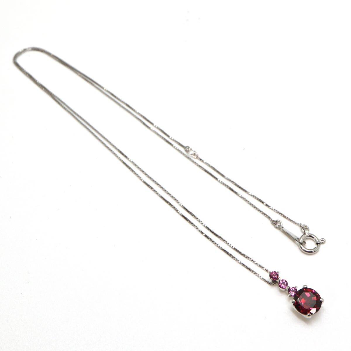 ◆K14 天然ロードライトガーネットネックレス◆A 約1.9g 約40.5cm garnet necklace jewelry ジュエリーEA2/EA2_画像9