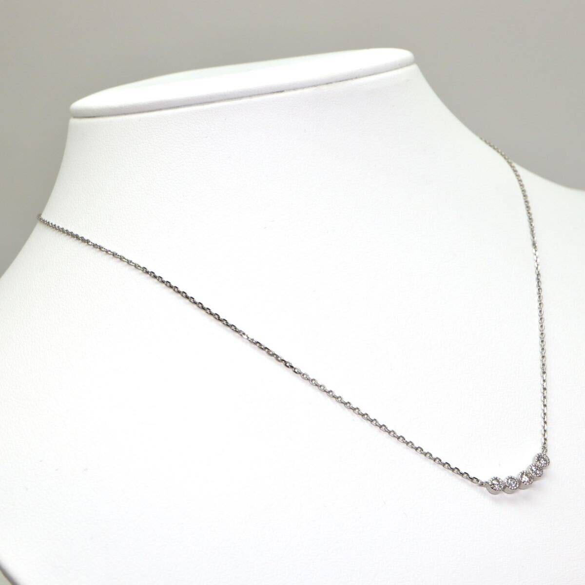 ◆Pt850 天然ダイヤモンドネックレス◆A 約3.3g 約41.5cm diamond jewelry ジュエリー necklace EA7/EA7_画像3