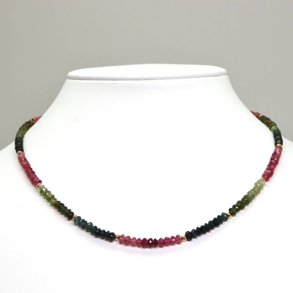 ◆K18 天然トルマリンネックレス◆A 約9.8g 約42.0cm tourmaline jewelry necklace jewelry ジュエリー DF0/EA0の画像2